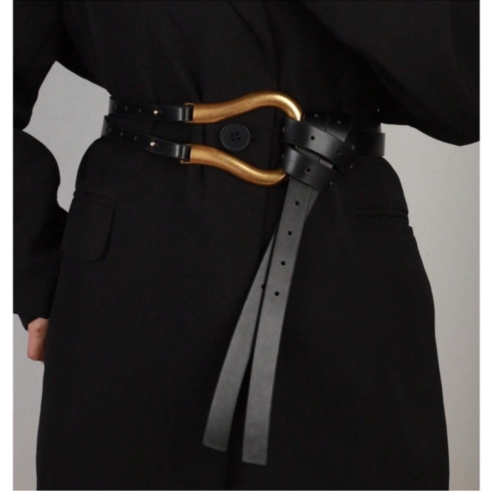 Luxe Vegan Leather Gold Tone Wrap Belt